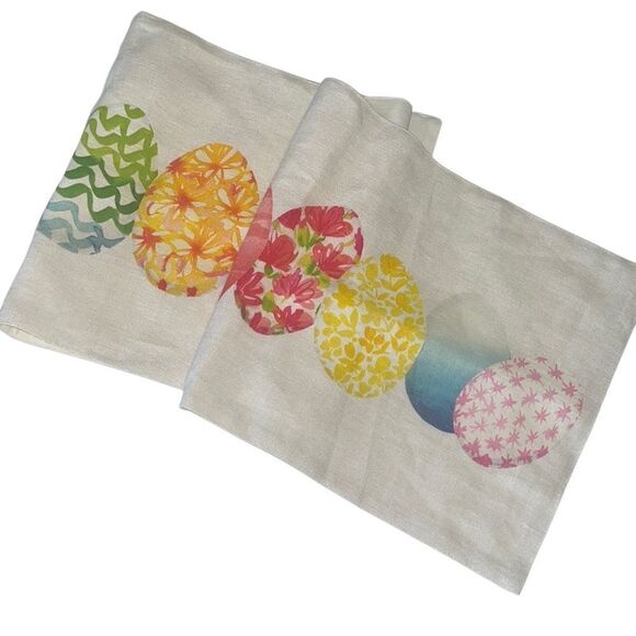 The Farmhouse by Rachel Ashwell Easter Egg Linen Spring Table Runner Size 14x48 - Picture 1 of 7
